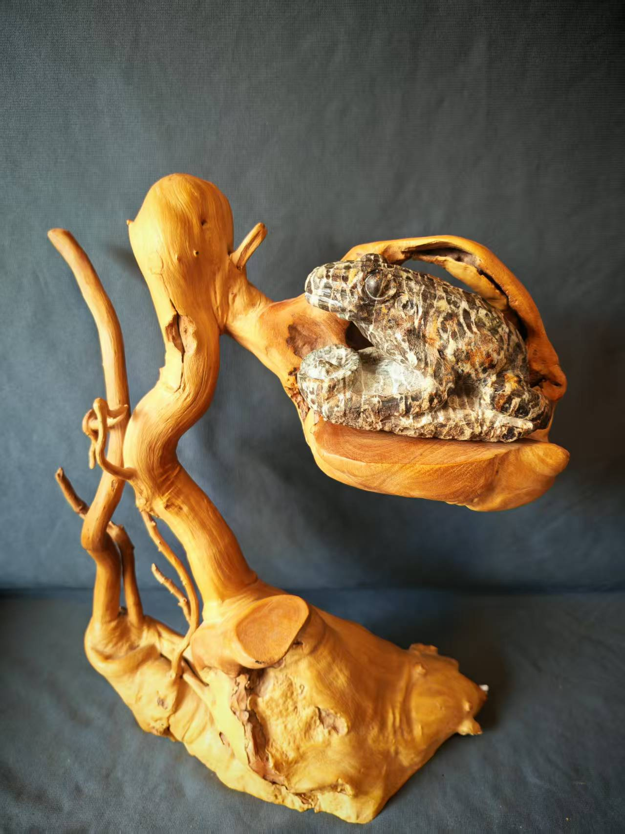 杨石生石雕作品《顶呱呱》